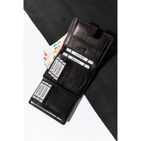 Herren Geldbörse aus Leder mit Druckknopfverschluss – Rovicky