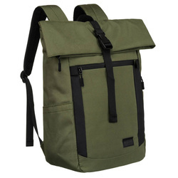 Geräumiger City-Rucksack im Rolltop-Design in Grün – Peterson