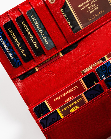 Große Damen Geldbörse aus Leder mit Druckknopf – Peterson