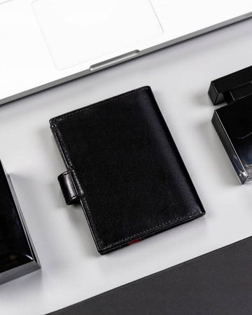 Große Herren Geldbörse aus Leder mit RFID-System und Druckknopfverschluss – Rovicky