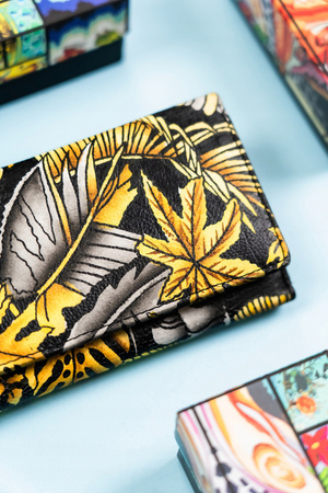 Große Damen Geldbörse mit Druckknopf aus echtem Leder – Rovicky