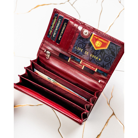 Große Damen-Geldbörse aus Leder in Rot mit RFID-System - Peterson