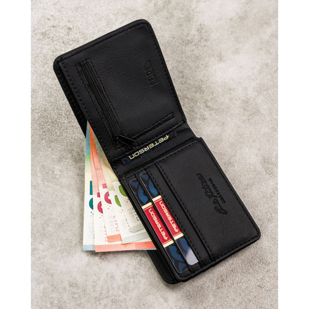 Schwarze Herren Geldbörse im Querformat aus Öko-Leder – Peterson