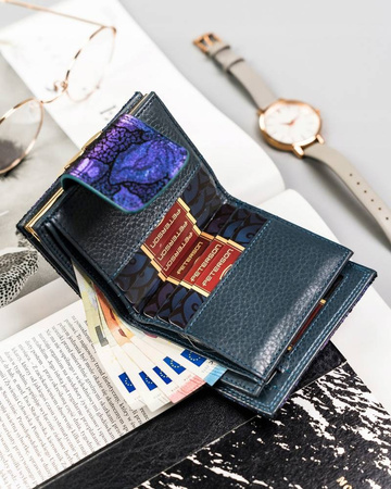 Kleine Damen-Geldbörse aus Leder mit Druckknopf - Peterson