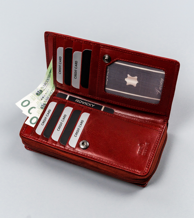 Große Damen Geldbörse aus Leder mit Reißverschluss – Rovicky