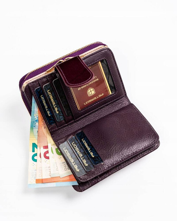 Damen-Geldbörse aus Leder mit Druckknopf – Peterson