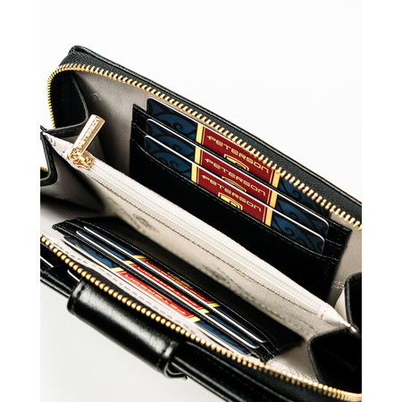 Große, vertikale Damen Geldbörse aus schwarzem Öko-Leder – Peterson