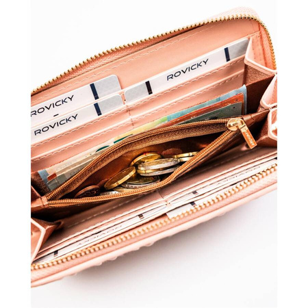 Große Damen Geldbörse in Rosa mit Faltenstruktur aus Öko-Leder – Rovicky