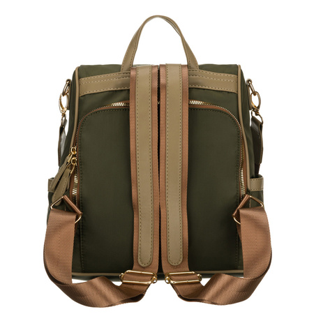 Grüner, städtischer Damen-Rucksack aus Nylon und Öko-Leder mit abnehmbarem Gürtel - Peterson