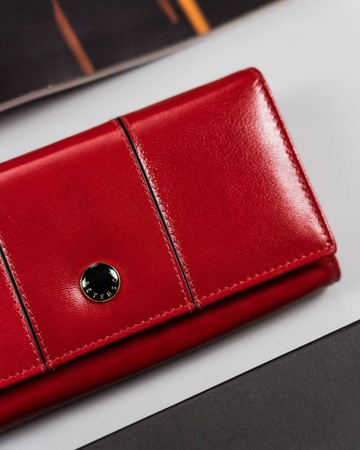 Große Damen Geldbörse aus Echtleder mit Druckknopfverschluss – Peterson