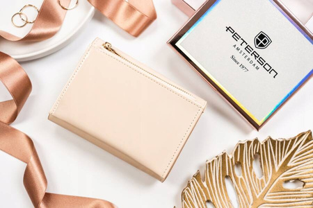 Damen Geldbörse aus Öko-Leder mit Druckknopf und Reißverschluss – Peterson