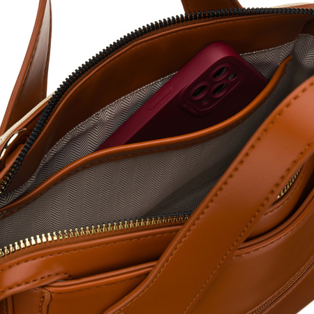 Elegante Damenhandtasche in Ecru und Braun aus synthetischem Material - Peterson