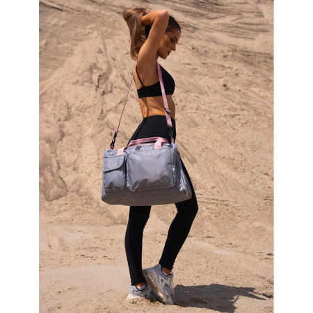 Sport-Reisetasche aus Polyester in Grau-Rosa mit Reißverschluss – Peterson