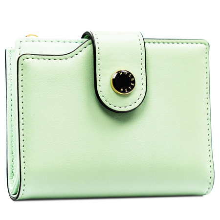 Grüne Damen-Geldbörse aus Öko-Leder mit Reißverschluss und Druckknopf – Peterson