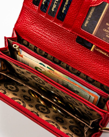 Damen Geldbörse aus Echtleder in sinnlichem Rot mit Schlangenhaut-Klappe – Peterson