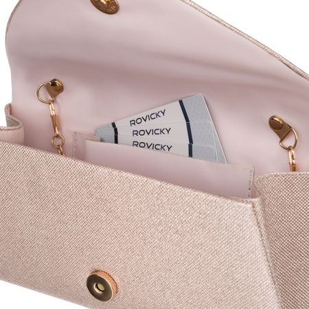 Beige, glitzernde Damen-Clutch aus synthetischem Stoff, mit Magnetverschluss – Rovicky