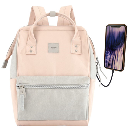 Grau-rosa Rucksack mit Laptopfach – Himawari
