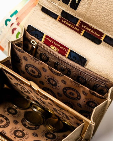 Mittelgroße Damen Geldbörse in Beige mit Platz für Fahrzeugschein – Peterson