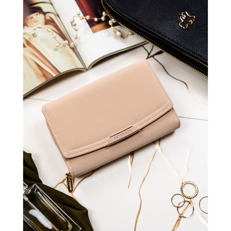 Beige Damen-Geldbörse aus Öko-Leder in Querformat – Peterson