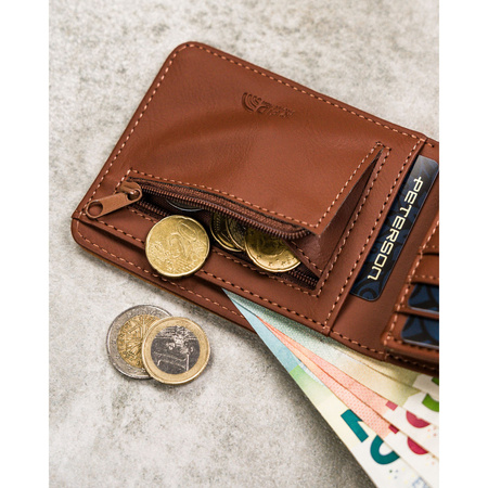 Braune Herren Geldbörse ohne Verschluss aus Öko-Leder – Peterson