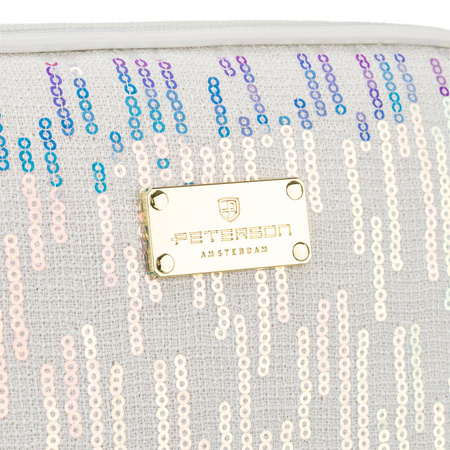 Kosmetiktasche aus synthetischem Material in weißer Farbe, ein Fach - Peterson