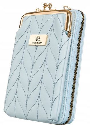 Hellblaue Mini Damen Handtasche mit abnehmbarem Frontpanel – Rovicky