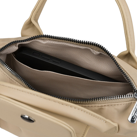 Damen-Umhängetasche aus Polyester in Ecru, ein Fach und mit Magnetverschluss – Peterson