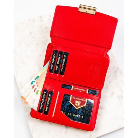 Rote, horizontale Damen-Geldbörse aus lackiertem Öko-Leder - Peterson