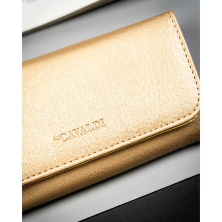 Große, goldene Damen-Geldbörse aus Öko-Leder mit Druckknopfverschluss - 4U Cavaldi
