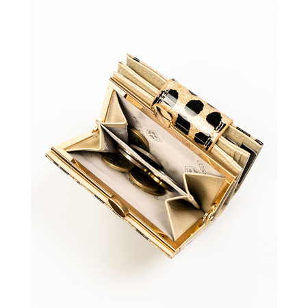 Kleine Damen-Geldbörse aus Öko-Leder und Naturleder in Gold – Peterson