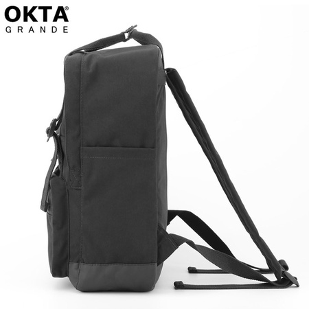 Schwarzer praktischer City Rucksack mit Reißverschluss und verstellbaren Schultergurten – Himawari