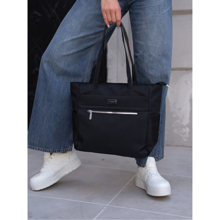 Praktische schwarze Damen Shopper Tasche für die Schulter – Peterson