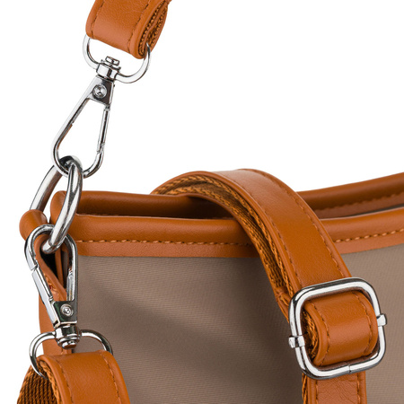 Städtische Damen-Handtasche aus Polyester und Öko-Leder in Beige, einteilig und mit Reißverschluss – Peterson