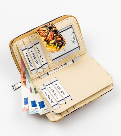 Damen-Geldbörse aus Leder mit Schmetterlingsmotiv – Lorenti