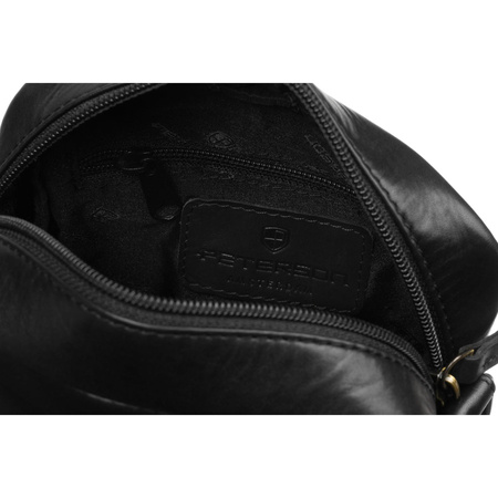 Schwarze Herren-Umhängetasche aus echtem Leder mit Reißverschluss – Peterson