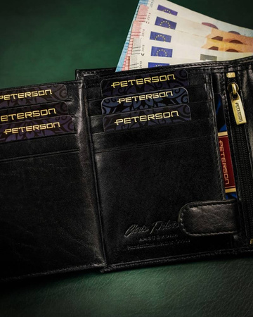 Herren-Geldbörse aus Leder mit Druckknopfverschluss – Peterson