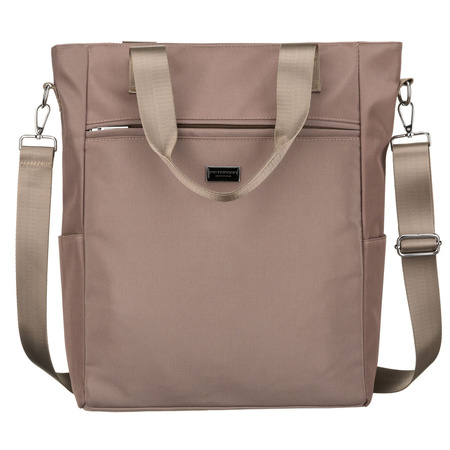 Beige Damen-Shopper mit Henkeln und abnehmbarem Gürtel, mit Reißverschluss – Peterson