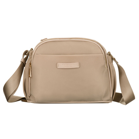 Nylonfarbene, beige Damen-Umhängetasche mit sechs zusätzlichen Taschen – Peterson