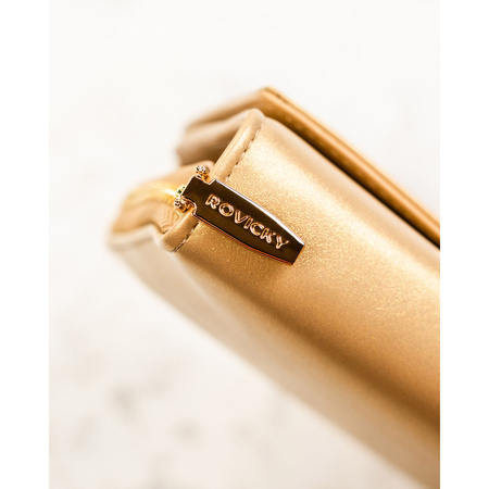 Mittelgroße Damen-Geldbörse aus Öko-Leder, dunkelbeige, mit Platz für Fahrzeugschein - Rovicky