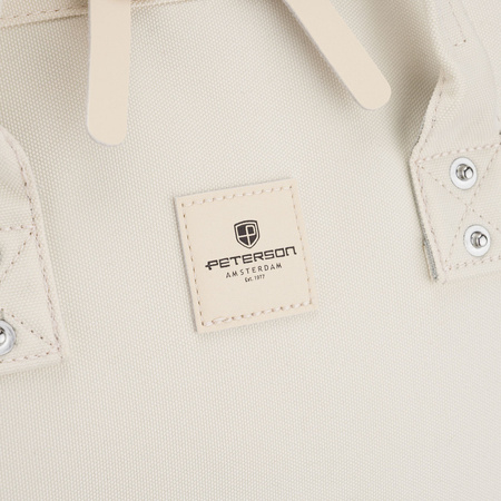 Damen Rucksack aus Polyester in Ecru mit Laptopfach und USB-Anschluss – Peterson