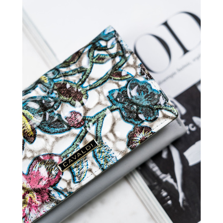 Damen Geldbörse mit Blumenmuster mit Bügelverschluss und Druckknopf – 4U Cavaldi