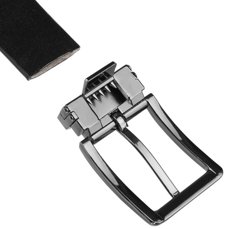 Schwarzer Herren-Gürtel aus Öko-Leder mit traditioneller silberner Schnalle - Peterson