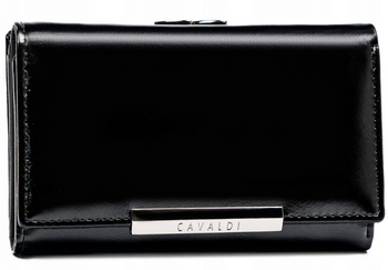 Damen Geldbörse aus echtem und Öko-Leder mit Bügelverschluss und Druckknopf – 4U Cavaldi