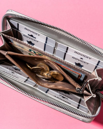 Elegante Damen Geldbörse groß mit Reißverschluss – Rovicky