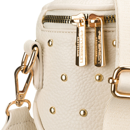 Hellbeige Damen-Bauchtasche aus Kunstleder mit Nieten verziert – Peterson
