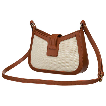 Damen Umhängetasche in Beige-Braun aus Echtleder und Polyamid-Canvas – Peterson