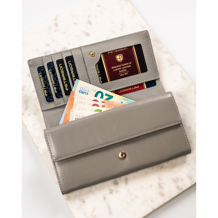 Damen Geldbörse aus Echtleder mit Blumenmuster und Druckknopf – Peterson