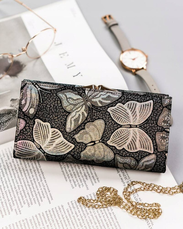 Große Damen Geldbörse aus Leder mit Druckknopf und Bügelverschluss – Peterson