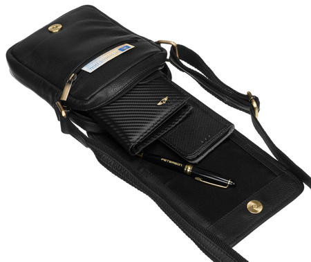 Herren Umhängetasche aus Leder mit Fächern – Peterson