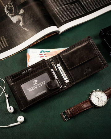 Klassische Herren Geldbörse aus Echtleder – Rovicky